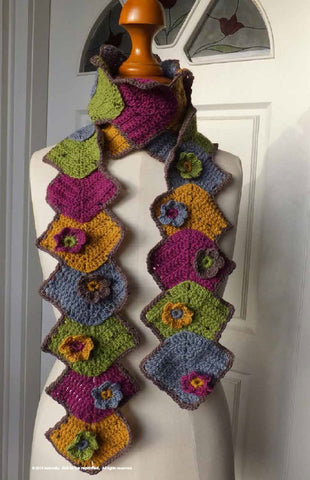 NATURALLY LEAFLET MITRED LEAVES CROCHET SCARF DIGITAL DOWNLOAD